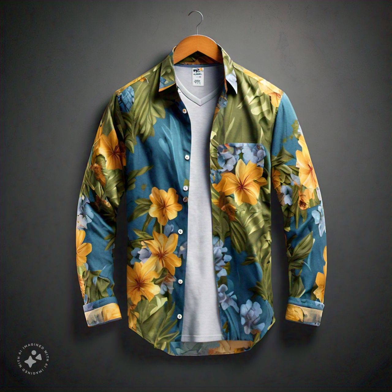 299 Rs Only Flower Style Casual Men Shirt Long Sleeve Thesparkshop.In