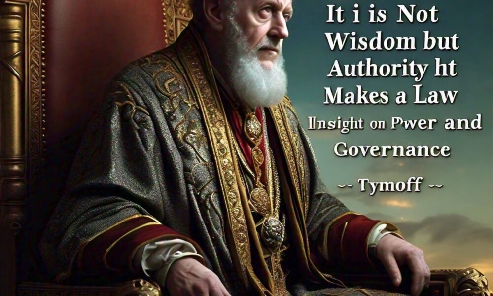 It is Not Wisdom but Authority That Makes a Law. T - Tymoff: Insight on Power and Governance