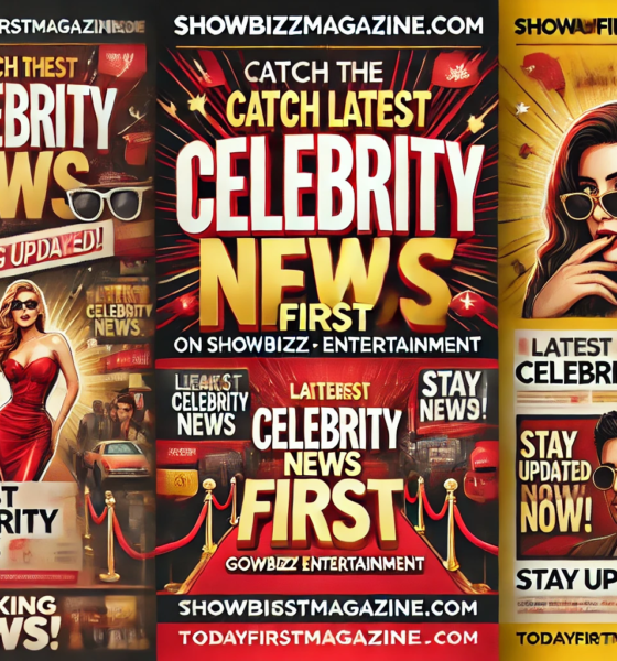 Catch the latest celebrity news with Showbizztoday.com Gossip Entertainment. Featuring breaking news, bold celebrity updates, and the TodayFirstMagazine.com logo. Stay updated with real-time gossip and entertainment in an engaging and vibrant layout.